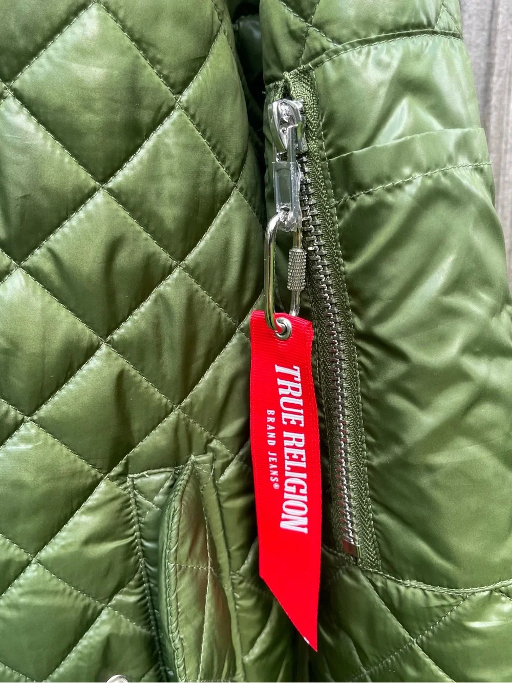 True religion Quilted Fighter Bomber Jacket olive green men’s size M